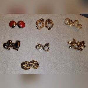 7 Pairs Of Vintage Clip-On Earrings